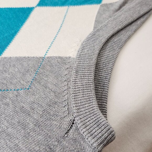 Le Chateau Argyle Sweater Vest Silk Cotton Blend Light Academia Tennis Prep Golf - Picture 9 of 9